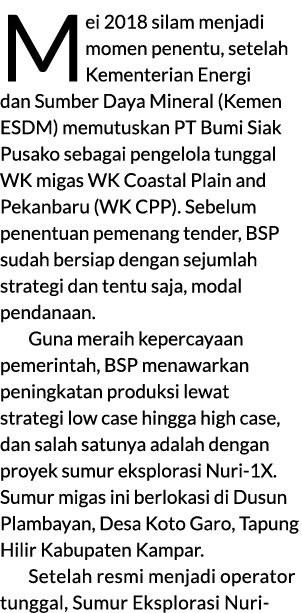 Mei 2018 silam menjadi momen penentu, setelah Kementerian Energi dan Sumber Daya Mineral (Kemen ESDM) memutuskan PT B...