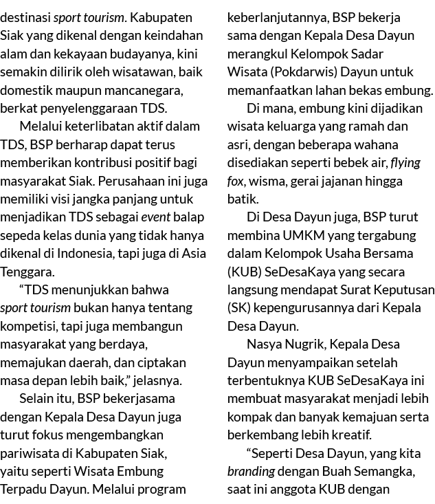 destinasi sport tourism. Kabupaten Siak yang dikenal dengan keindahan alam dan kekayaan budayanya, kini semakin dilir...