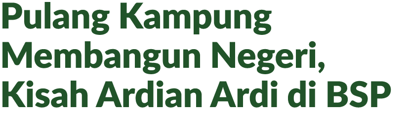 Pulang Kampung Membangun Negeri, Kisah Ardian Ardi di BSP