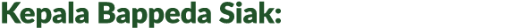 Kepala Bappeda Siak: